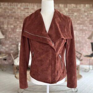 SL8 Rust/Brown Suede Fall Moto Jacket, Small